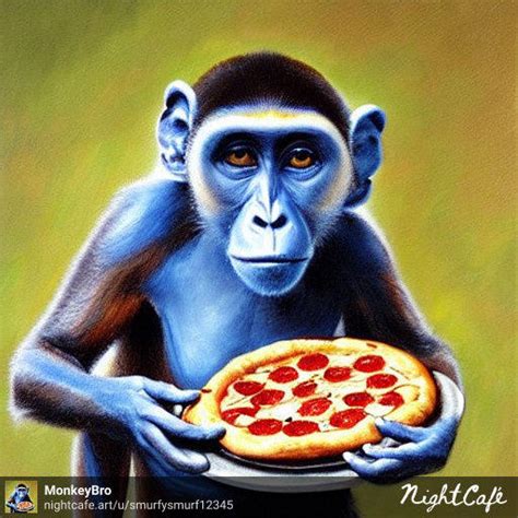 Blue Monkey Eating Pizza by smurfysmurf12345 on DeviantArt