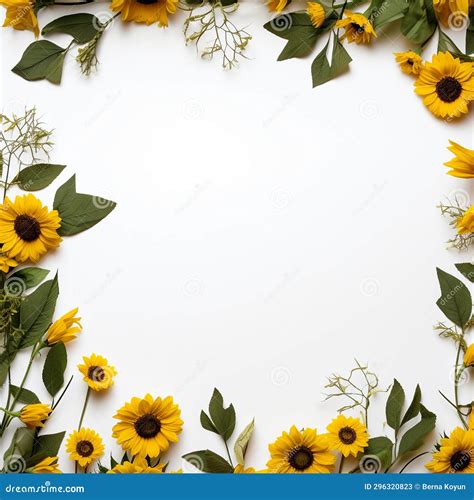 Sunflower Border To Help You Live a More Fulfilling Life Stock