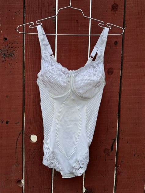 Vintage White Lace Teddy Lingerie By Goddess Size 38B Gem