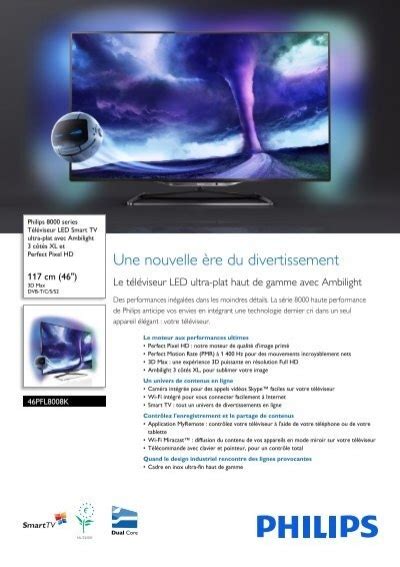 Philips Series T L Viseur Led Smart Tv Ultra Plat Fiche Produit