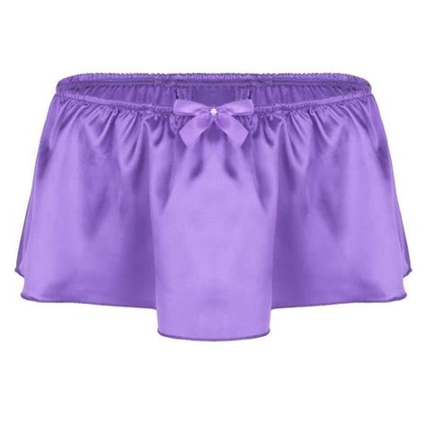 Iixpin Sissy Homme String Sexy Jupe Bas de Pyjama Short Satin Sous vêtement Lingerie Slip M XL
