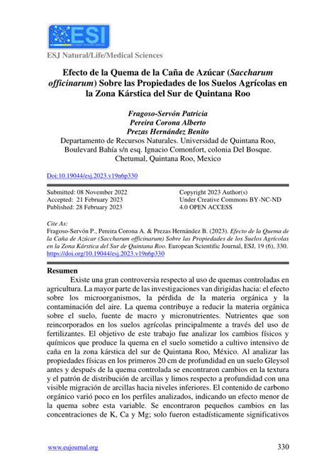 PDF Efecto de la Quema de la Caña de Azúcar Saccharum officinarum