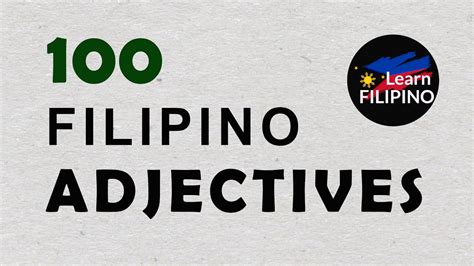 100 Filipino Adjectives Learn Tagalog Fast English Tagalog