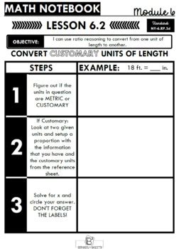 6th Grade Module 6 Convert Measurements Guided Notes Proportion