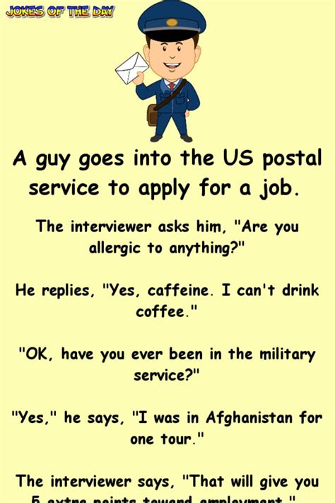 A guy goes into the US postal service to apply for a job | Funny jokes ...