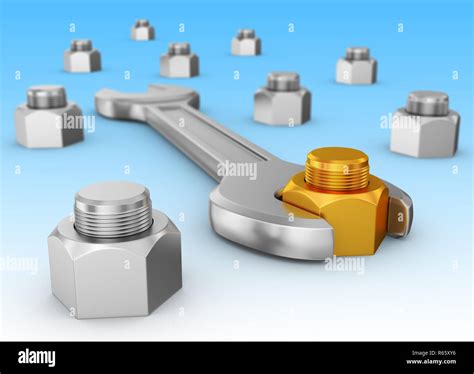 Wrench and nut Stock Photo - Alamy