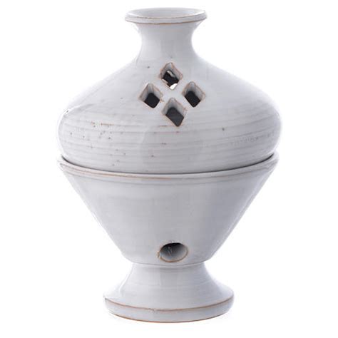 Incense burner in ceramic white 13 cm | online sales on HOLYART.com