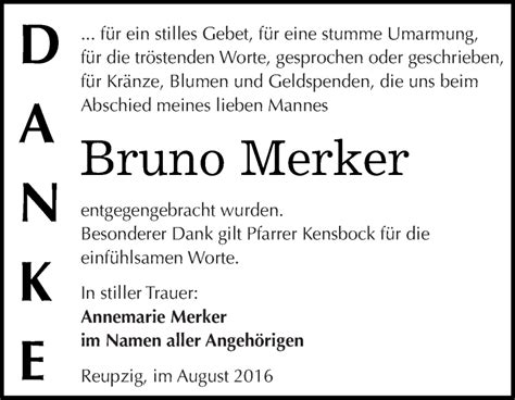 Traueranzeigen Von Bruno Merker Abschied Nehmen De