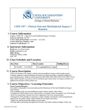 Fillable Online Dental Nova Rotation CDM 3507 Clinical Oral And