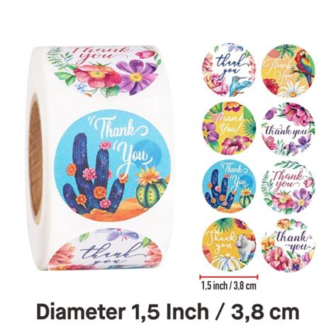 jual sticker   floral stiker label terima kasih bundar