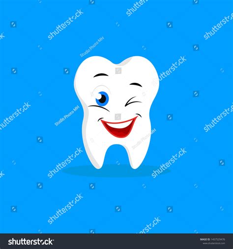 Winking Happy Smiling Tooth Simple Vector Stock Vector Royalty Free