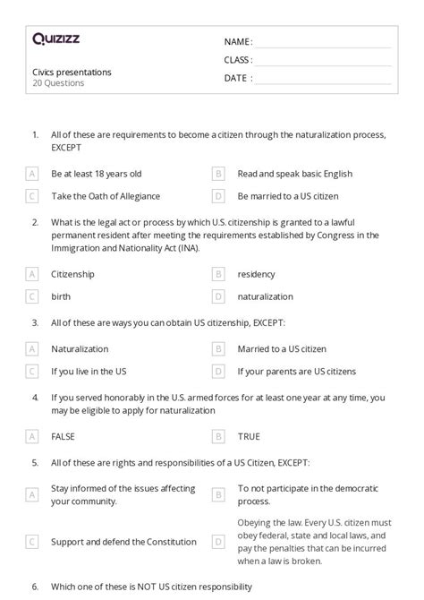 50 Civics Worksheets For 8th Grade On Quizizz Free Printable