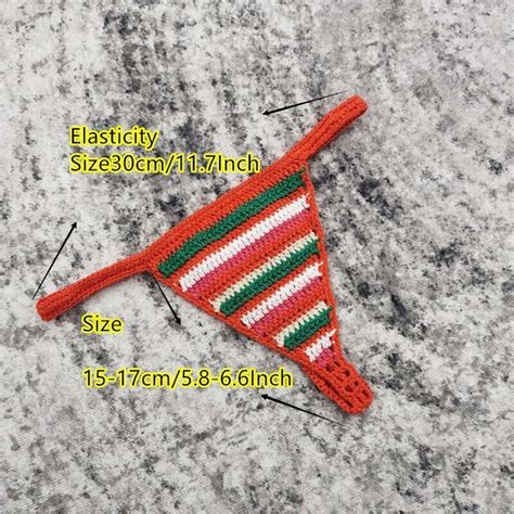 Handmade Crochet Colours Stripes Bottom Sexy Bikini Thong Beach Women Swim Brief Ebay