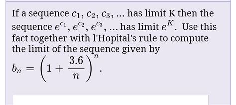 Answered If A Sequence C C C Has Limit Bartleby