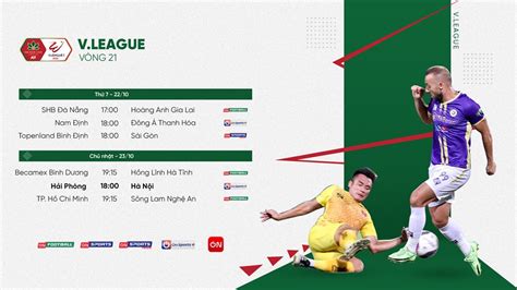 Lịch thi đấu bóng đá V League 2022 vòng 21