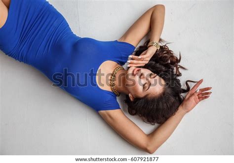 Beautiful Girl Sexy Blonde Blue Dress Stock Photo Shutterstock