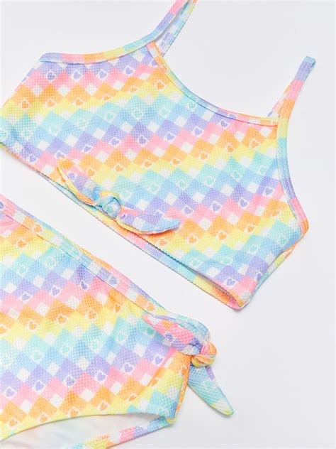 Kari Ik Desenli K Z Ocuk Bikini S Z F C Lcw