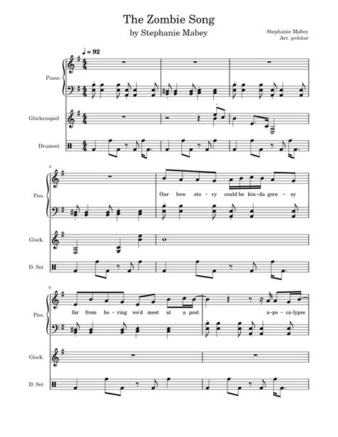 Wip The Zombie Song Stephanie Mabey Sheet Music For Piano