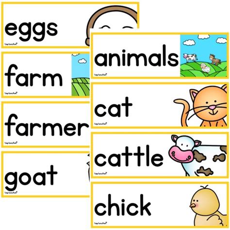 Farm Word Cards - Top Teacher