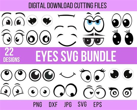 Comic Book Eyes Svg Bundle Eyelashes Svg Cute Cartoon Faces Svg