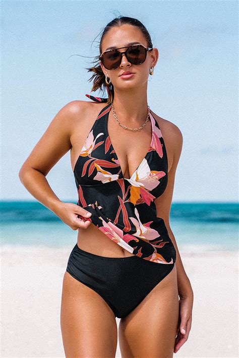 Wild Lily Halter Tankini Shirred Mid Rise Hipster Bikini Set Cupshe Au