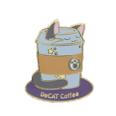 Cute Sleepy Decaffeinated Coffee Cat Enamel Pin — Kimchi Kawaii