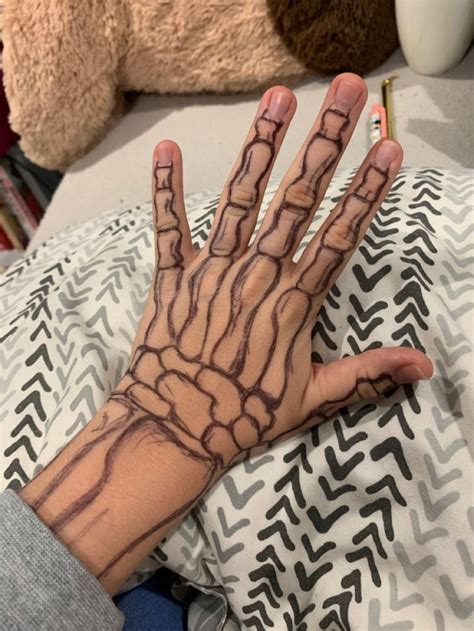 Hand Skeleton Drawing On Skin