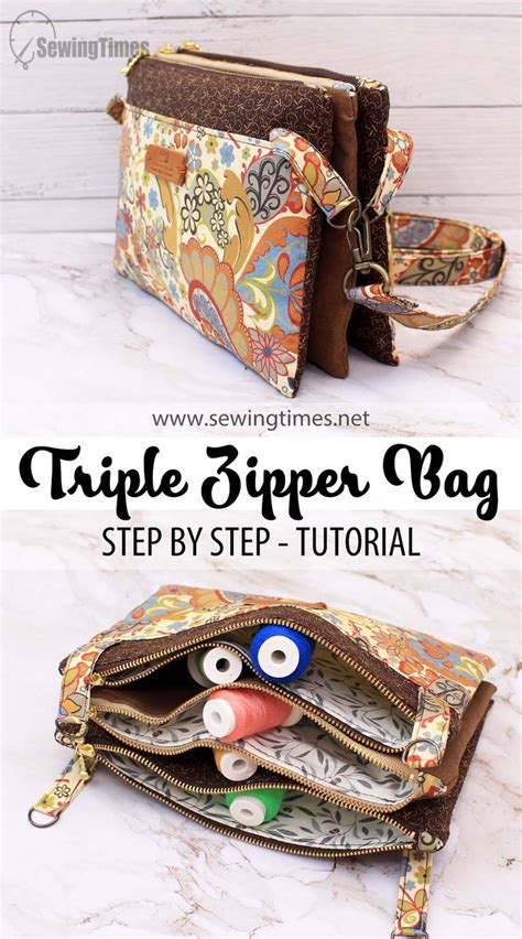 DIY Triple Zipper Bag Zipper Bags Bag Pattern Bag Patterns To Sew