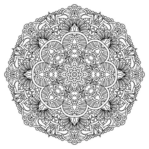 Printable Mandala Adult Coloring Pages Floral Mandala Easy Etsy