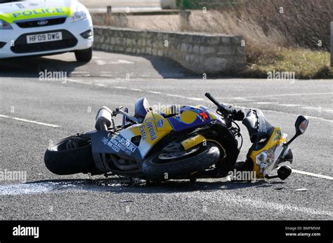 Motorcycle crash, motorbike rta Stock Photo - Alamy