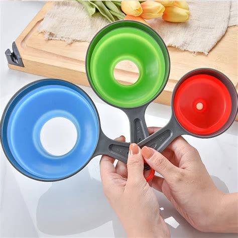 3pcsset Silicone Folding Funnel Wide Mouth For Jar Cans Kitchen Funnel