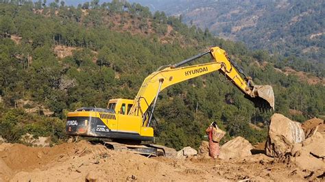 Experience Excavator Operator Final Cutting Slope On Hill And Making