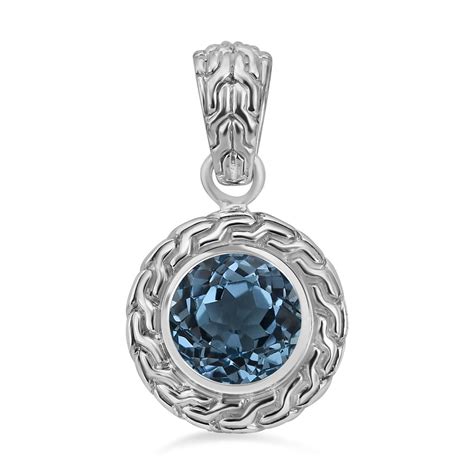 Royal Bali Himmelblauer Topas Anh Nger Silber Ca Ct Shoplc