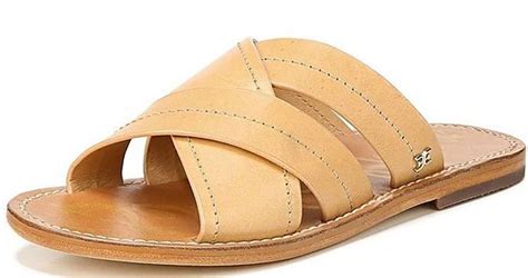 Sam Edelman Maxine Nude Leather Open Toe Slip On Slide Flat Leather