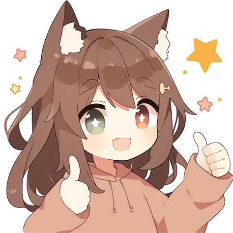 Premium Ai Image Anime Girl With Brown Hair And Cat Ears Giving A Thumbs Up Generative Ai