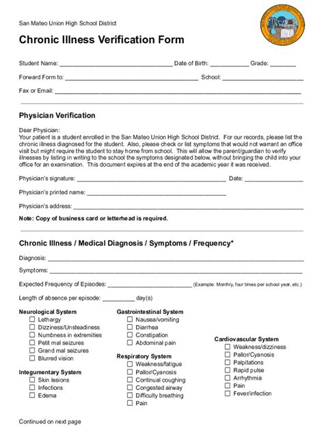 Fillable Online Fillable Chronic Illness Form Docx Fax Email Print