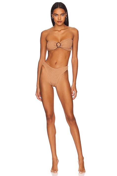 Hunza G Flora Bikini Set In Metallic Cocoa REVOLVE