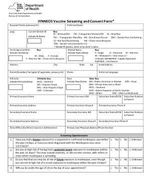 Fillable Online Health Ny Jynneos Vaccine Screening And Consent Form