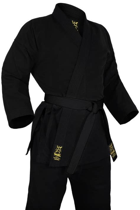 Yamasaki Gold Deluxe Brushed Canvas Karate Uniform Black 14oz Premium