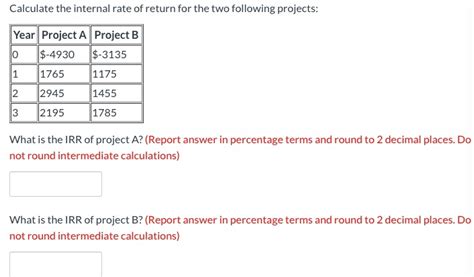 Solved Calculate the internal rate of return for the two | Chegg.com 