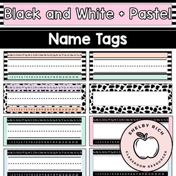 Black and White Pastel Name Tags EDITABLE by Shelby Rich Classroom ...