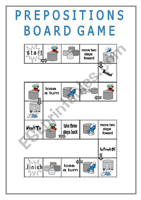 Prepositions Game Board Esl Worksheet By Lolelozano