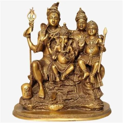 Golden Gold Plated Brass Shiv Parivar Statue Size Inch Height At