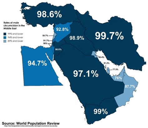 Rates Of Male Circumcision In The Middle East R Mapporn