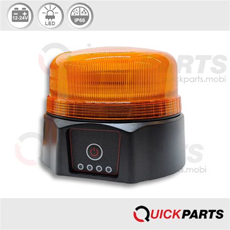 Gyrophare LED orange sans fil rechargeable magnétique 12 24 Volts