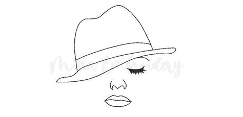 Woman Hat Style Embroidery Design Line Art Embroidery Design Machine Embroidery Design 5