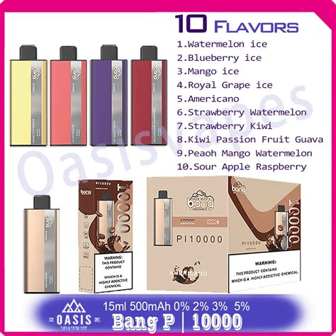 100 Original Bang P 10000 Puff Jetable E Cigarette 500mAh Batterie