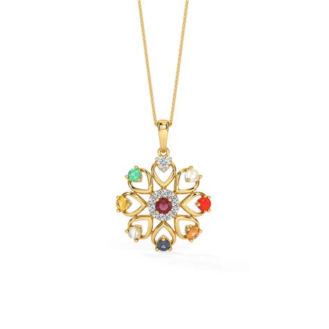 Buy Siya Floral Navratna Gemstone Pendant Online CaratLane