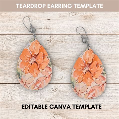 Teardrop Earring Template Bundle Teardrop Earring Sublimation Template