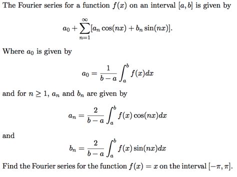 Solved The Fourier Series For A Function F X On An Interval Chegg